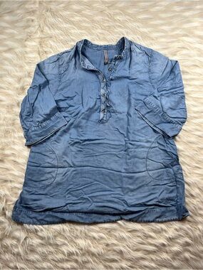 Seven7 Jessica McCarthy 2X Western Tunic 3/4 Sleeve Blue